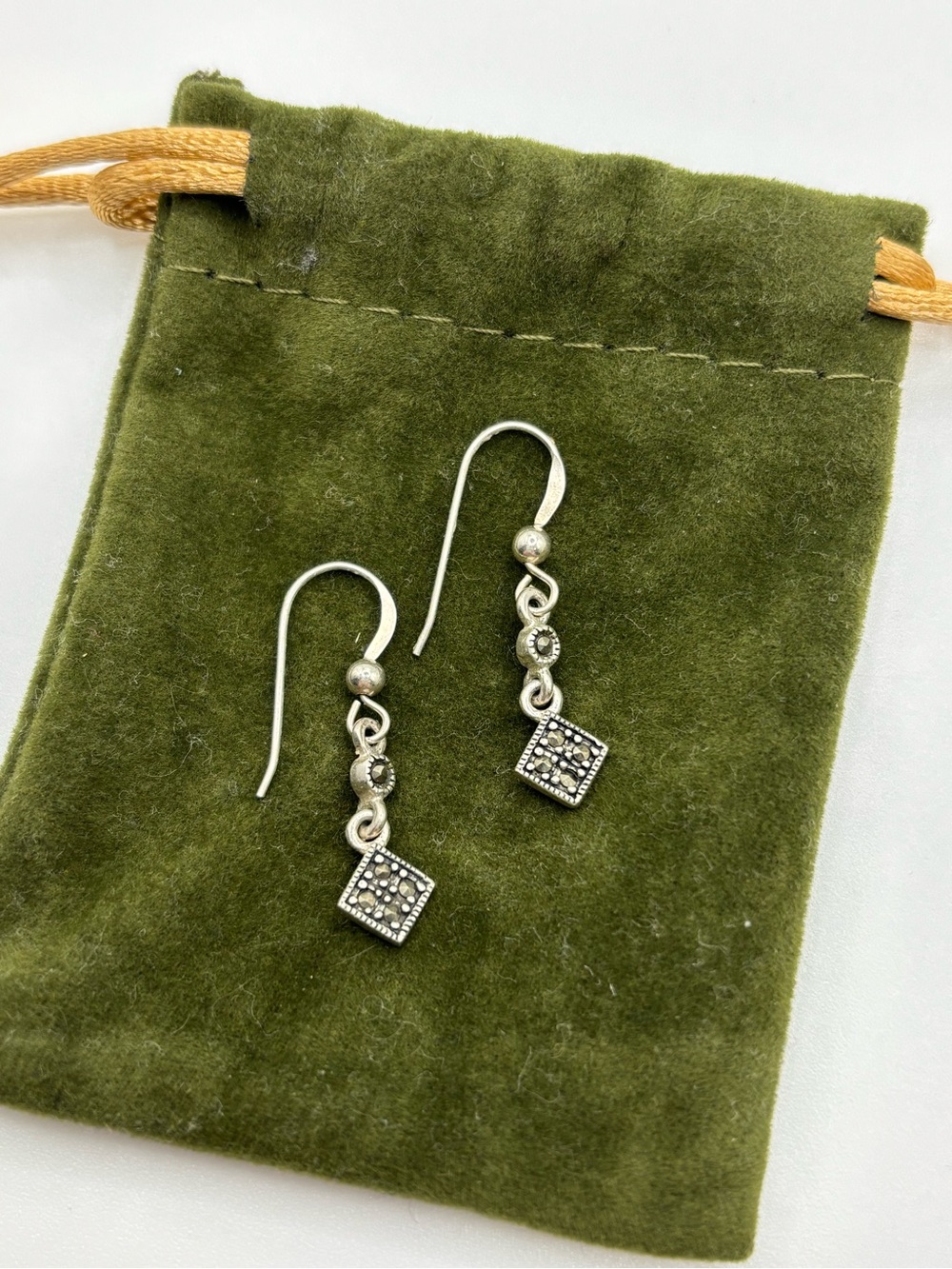 Sterling Silver Marcasite Drop Earrings